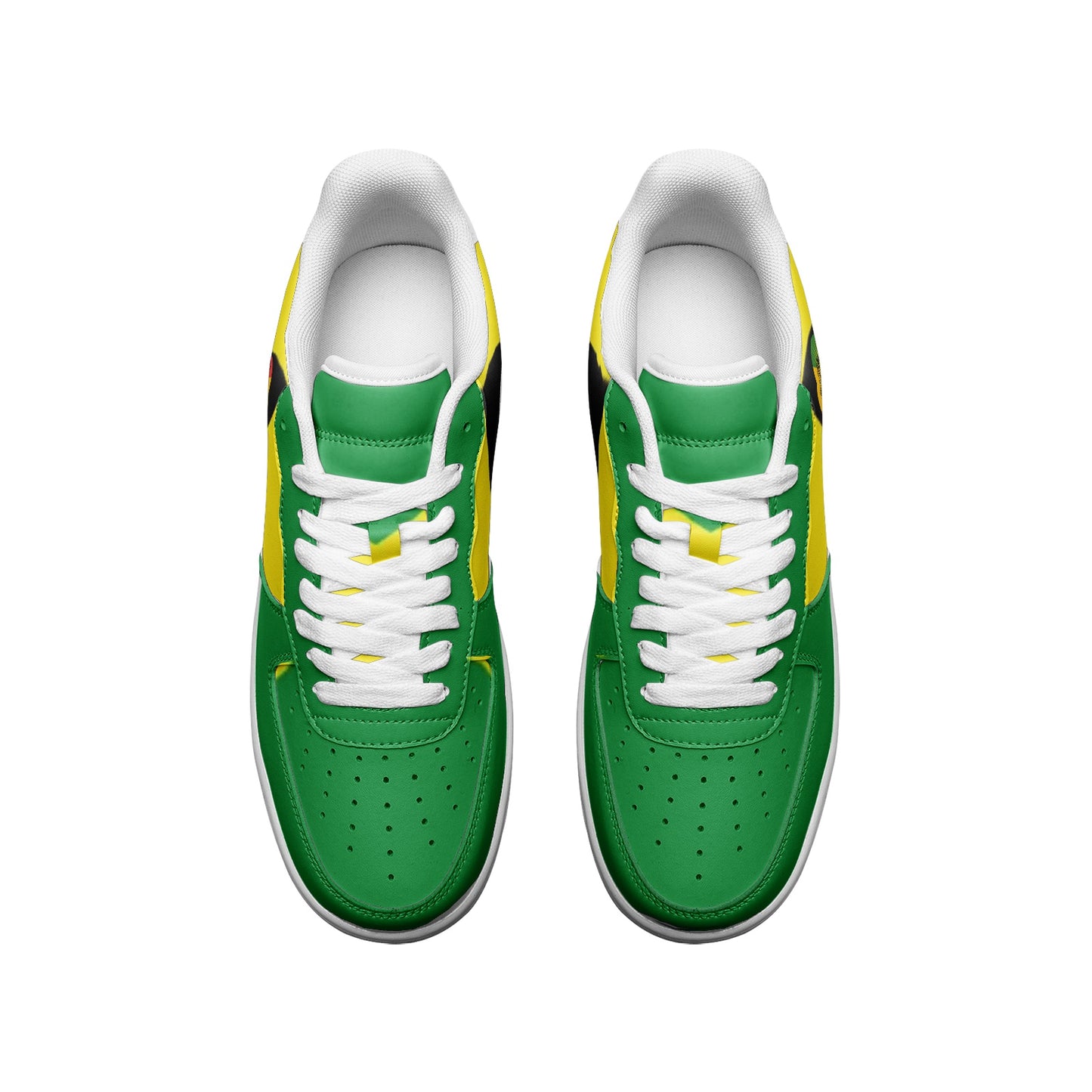 Rasta Lion Sneakers, Lion Head, Jamaica Colors, AF1 inspired, Unisex Low Top Leather Sneakers