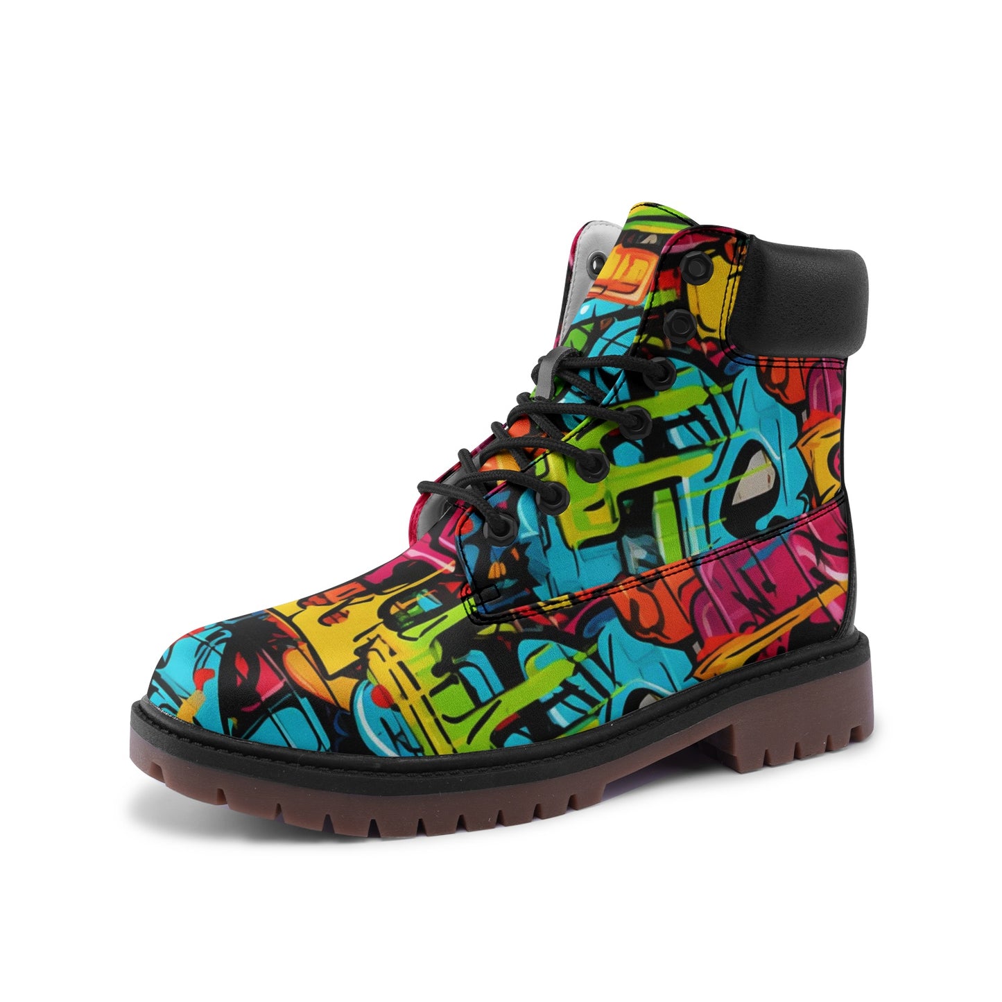 Waterproof Graffiti Combat Boots, Premium Lightweight Microfiber Leather Chukka Boots