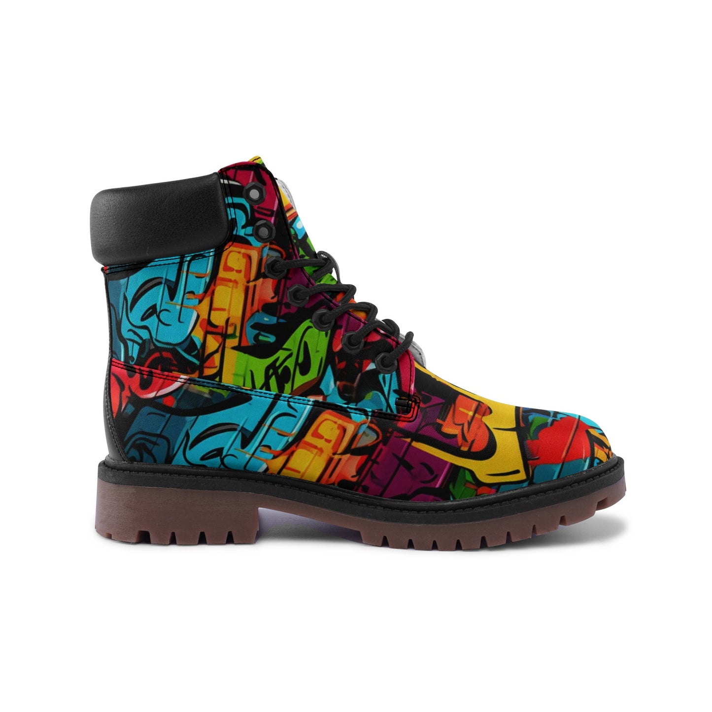 Waterproof Graffiti Combat Boots, Premium Lightweight Microfiber Leather Chukka Boots