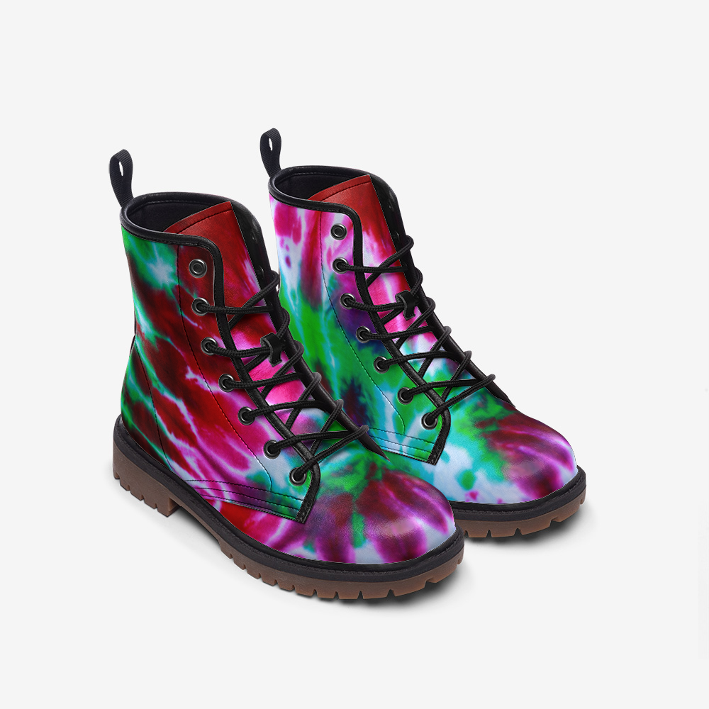 Tie Dye Combat Boots, Vegan Leather, Girl Boots, Casual Lightweight boots MT