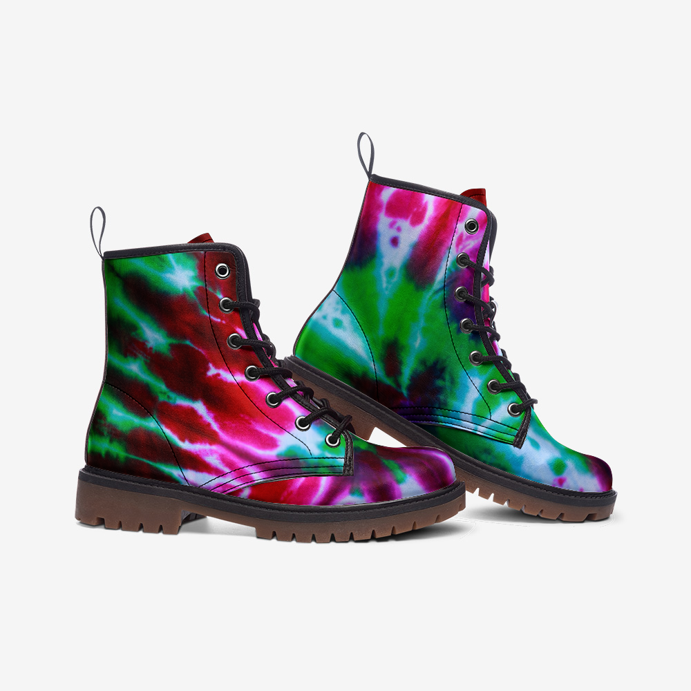 Tie Dye Combat Boots, Vegan Leather, Girl Boots, Casual Lightweight boots MT