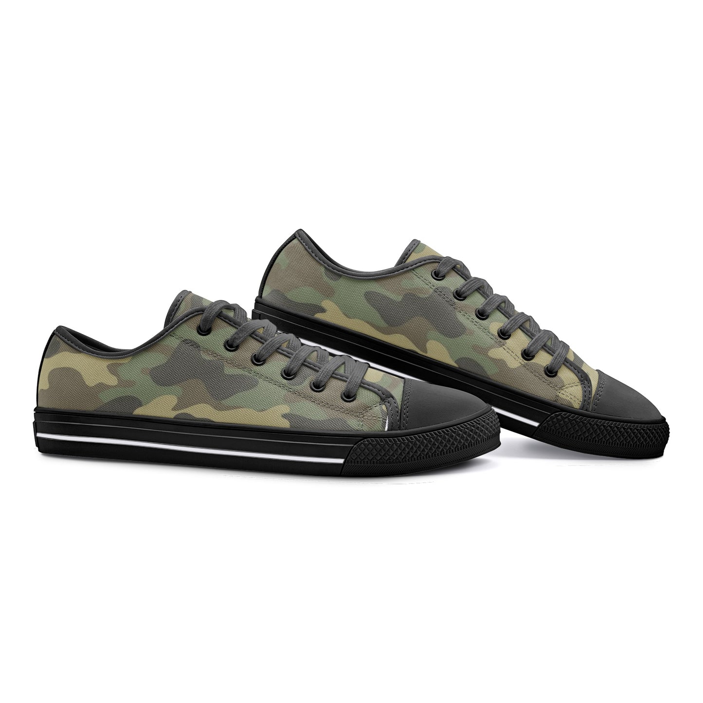 Camo Low Top Shoes, Green Camouflage, Sneakers Camo Footwear, Military, Army, 2 colors available, Unisex Low Top Canvas Shoes