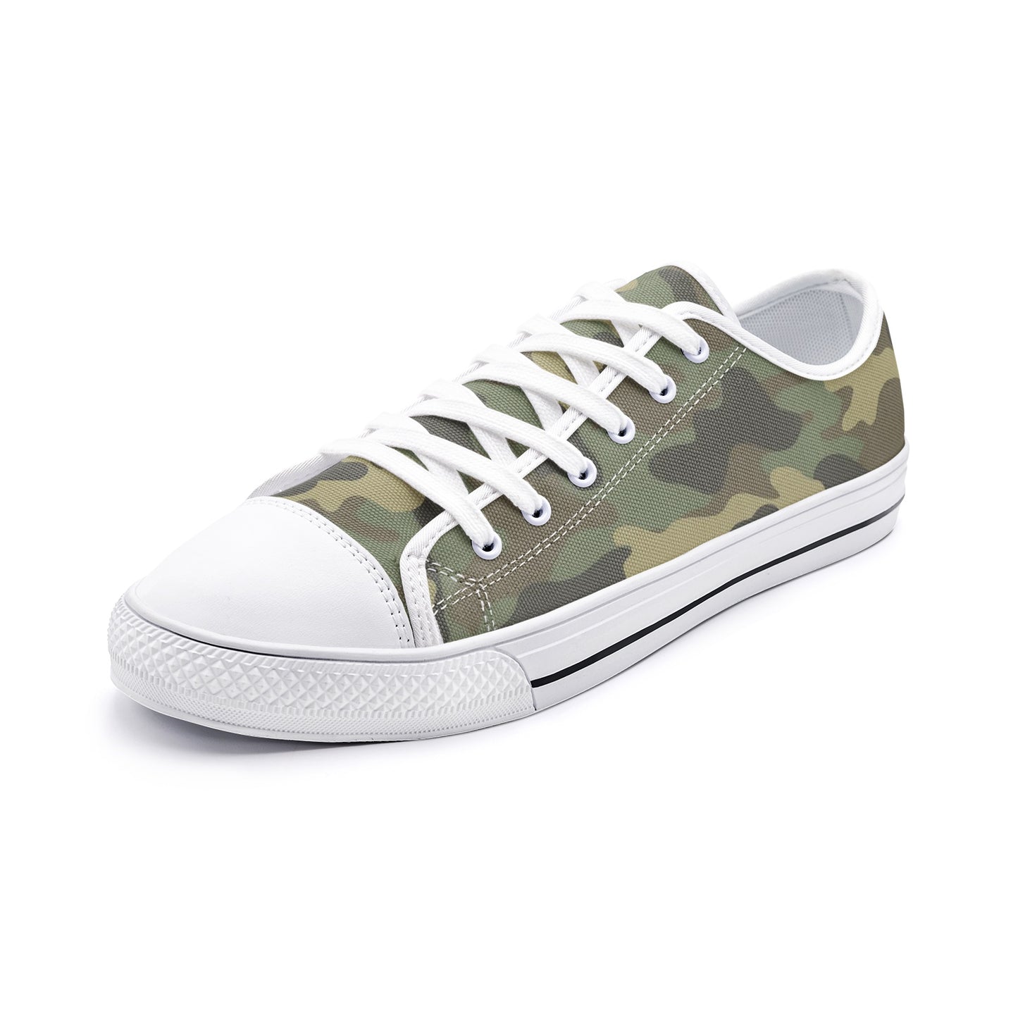 Camo Low Top Shoes, Green Camouflage, Sneakers Camo Footwear, Military, Army, 2 colors available, Unisex Low Top Canvas Shoes