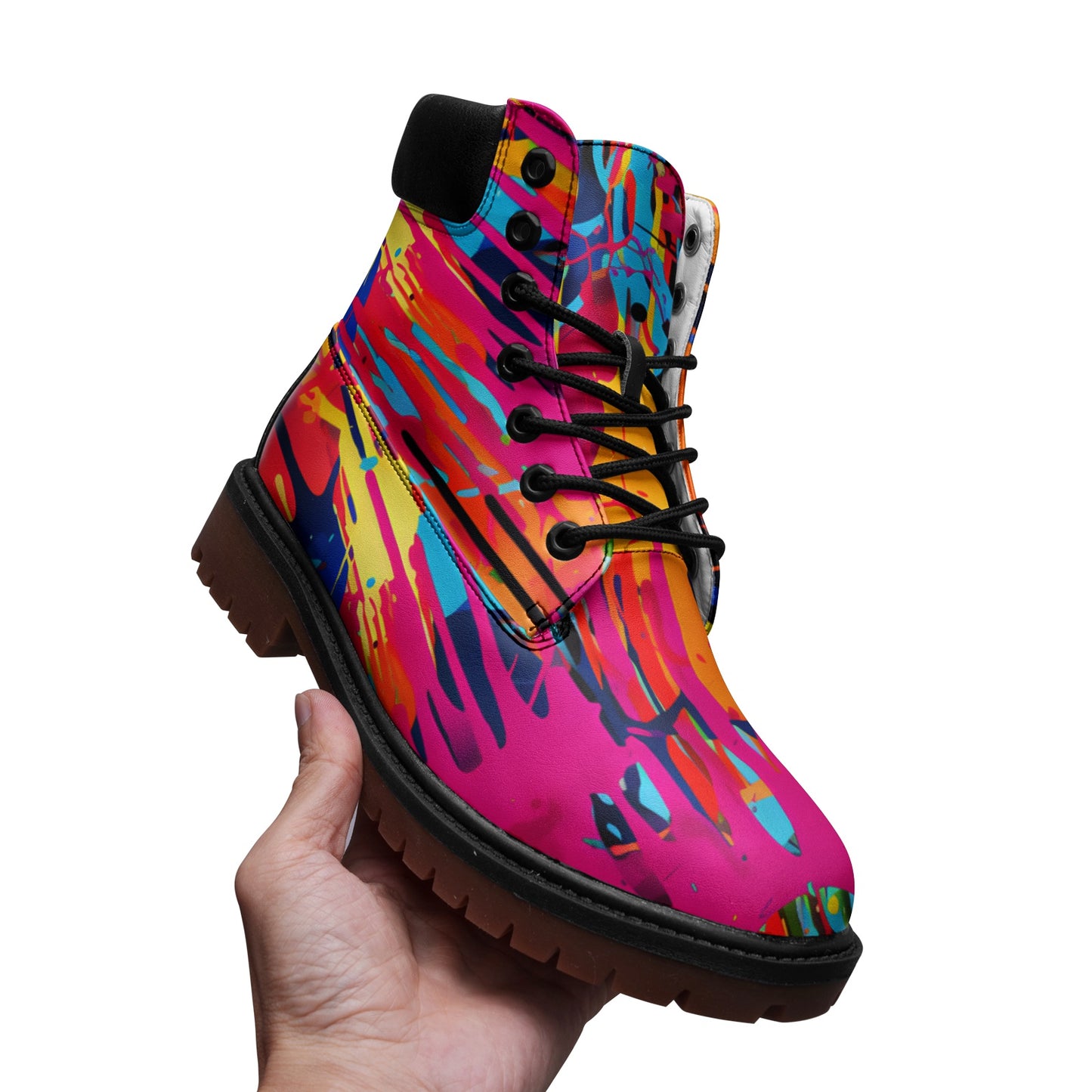 Waterproof Street Art Graffiti Combat Boots, Premium Lightweight Microfiber Leather Chukka Boots