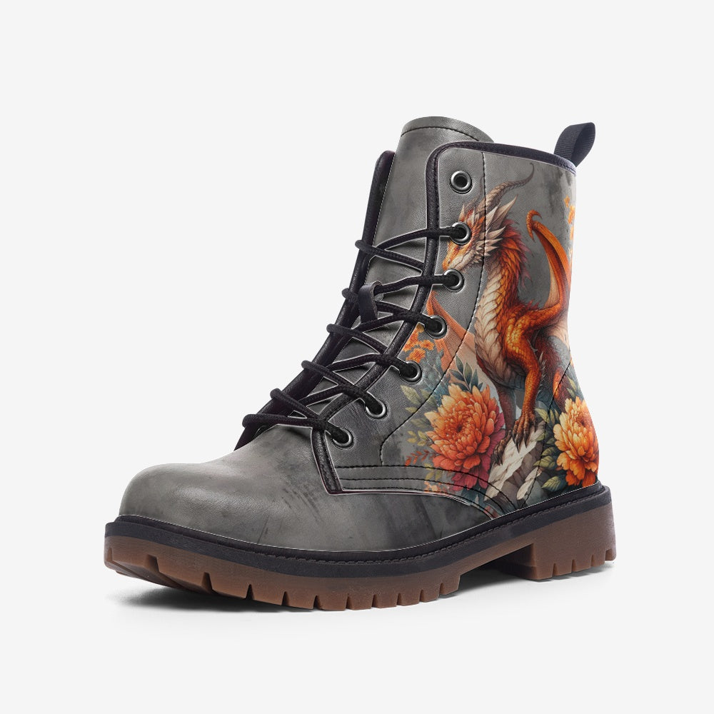 Floral Mystical Dragon Casual Leather Lightweight boots MT