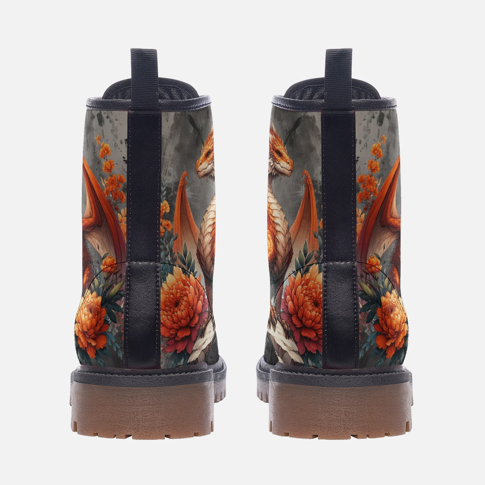 Floral Mystical Dragon Casual Leather Lightweight boots MT