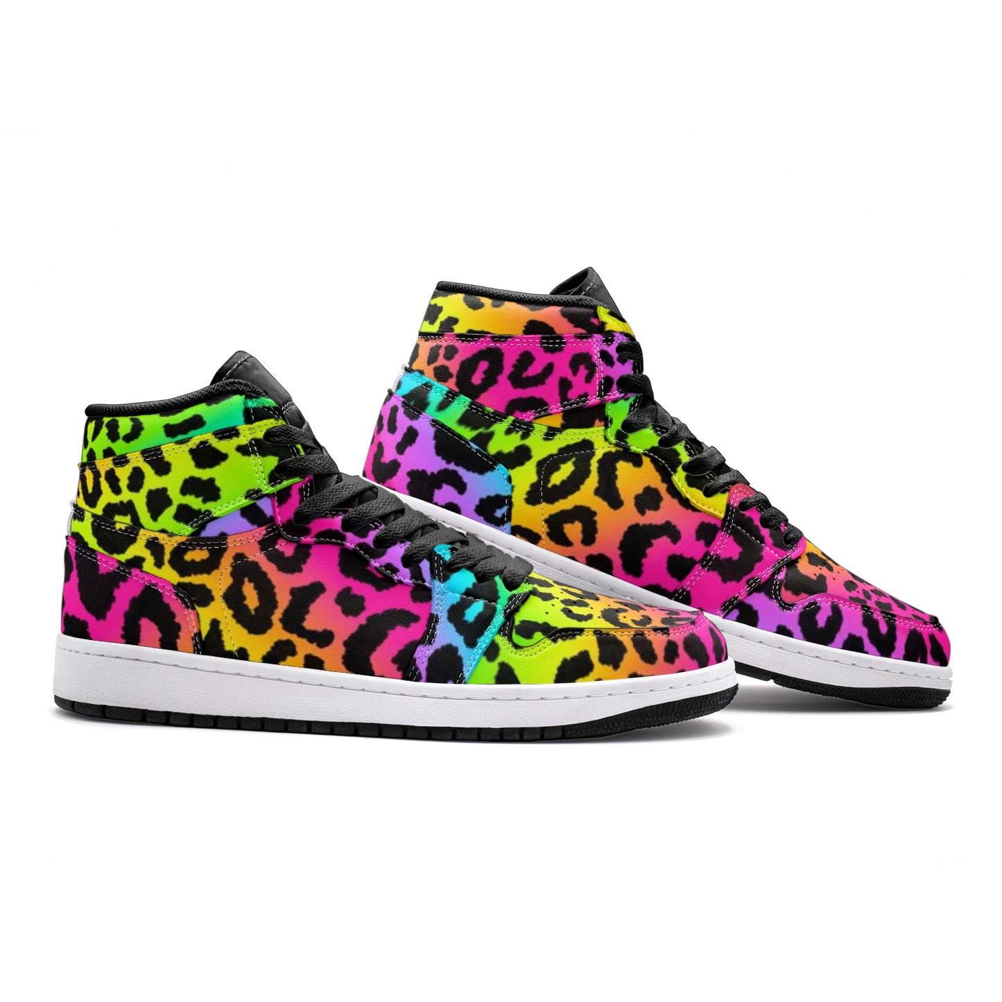 Rainbow Leopard High Top Sneakers, AJ1 inspired, Unisex Sneaker TR