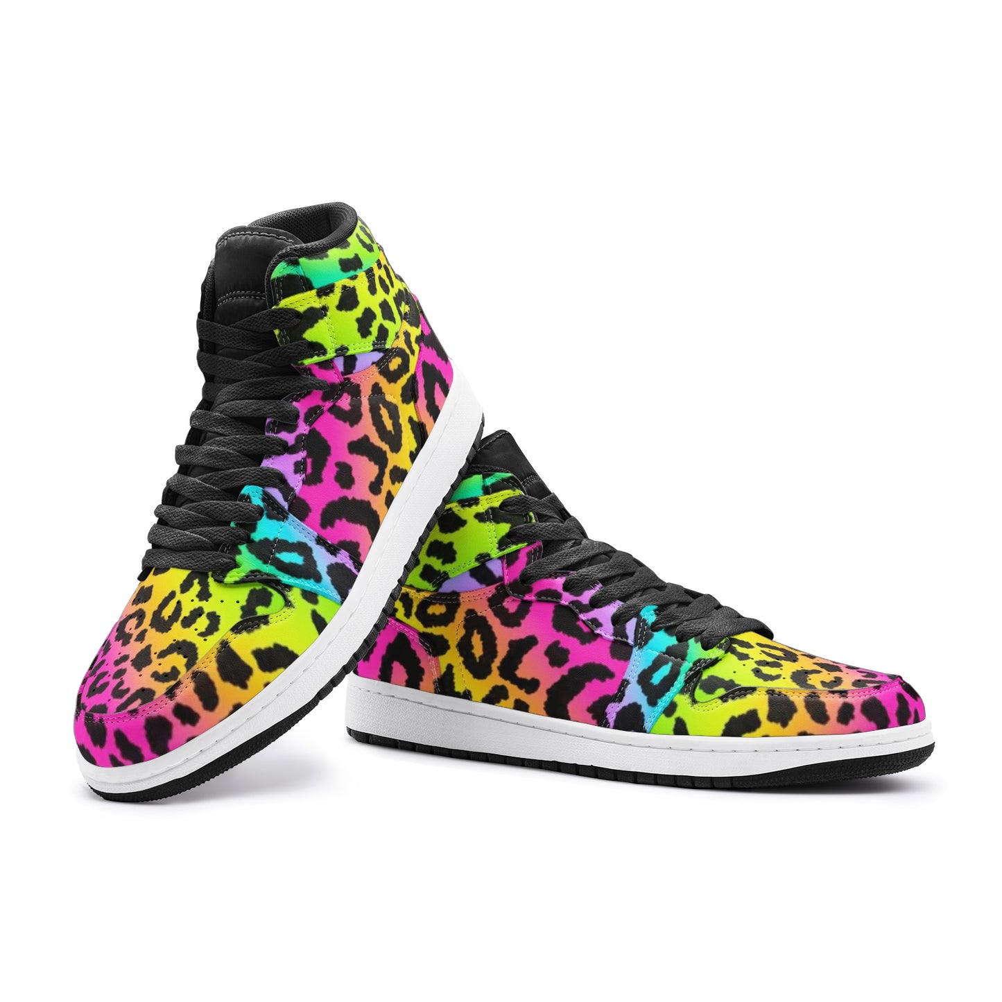 Rainbow Leopard High Top Sneakers, AJ1 inspired, Unisex Sneaker TR