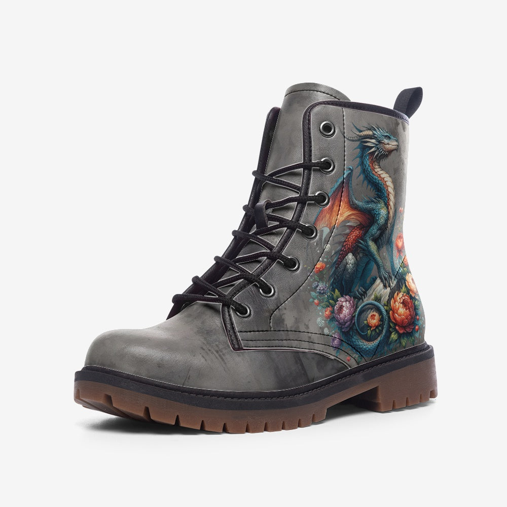 Floral Mystical Dragon Casual Leather Lightweight boots MT