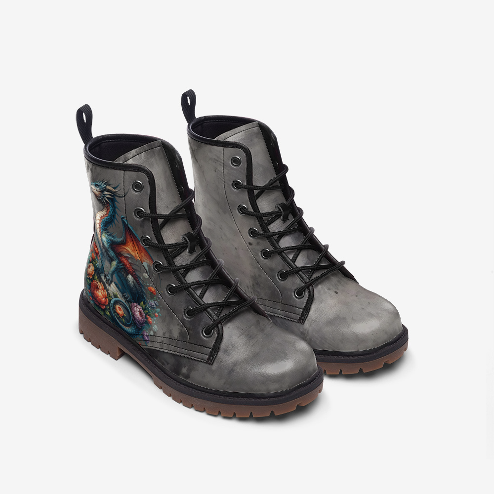 Floral Mystical Dragon Casual Leather Lightweight boots MT