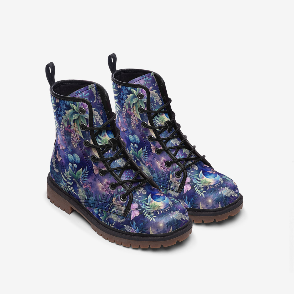 Celestial Moon Phases Casual Leather Lightweight boots MT