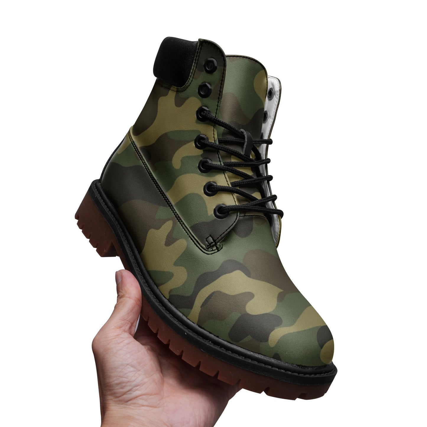 Camo Combat Boots , Green Camouflage Boots, Military Shoes, Army, Men Women Gift, Premium Lightweight Microfiber Leather Chukka Boots