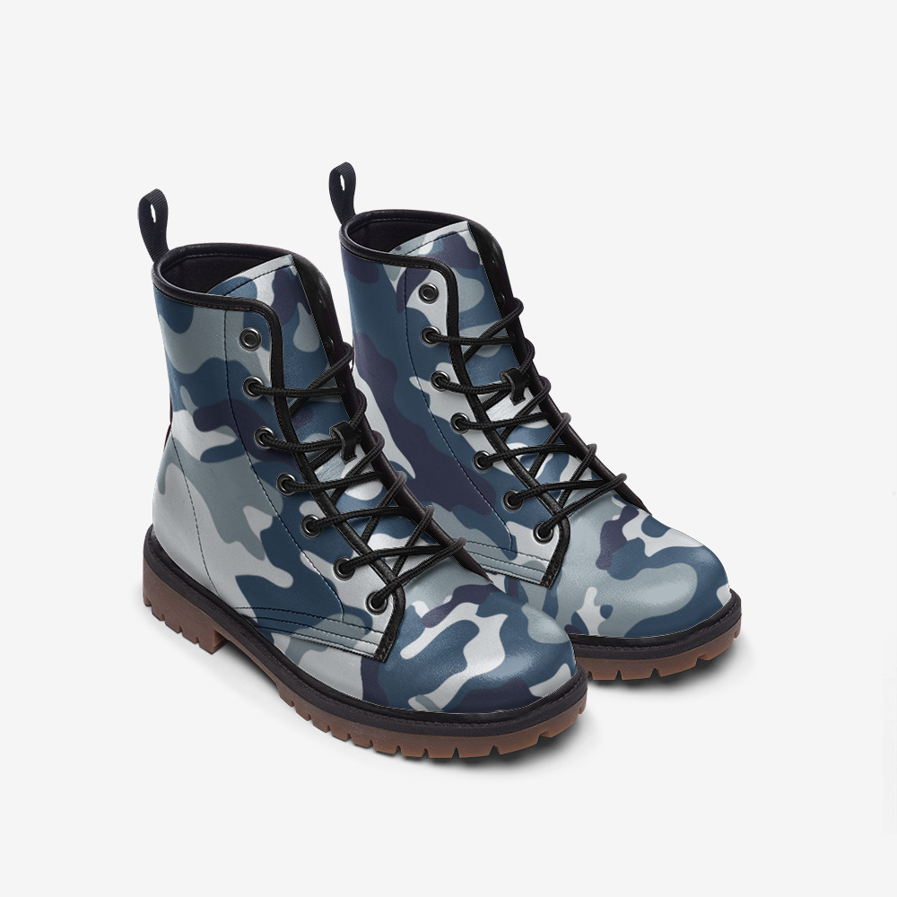 Blue Camo Military Casual Leather Lightweight boots MT