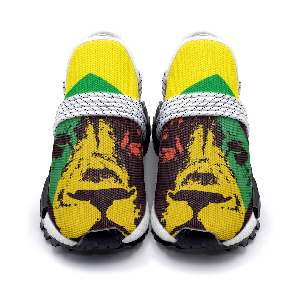 Rasta Lion Sneakers, Löwenkopf, Jamaika-Farben, Reggae-Vibes, Unisex Leichter Sneaker S-1