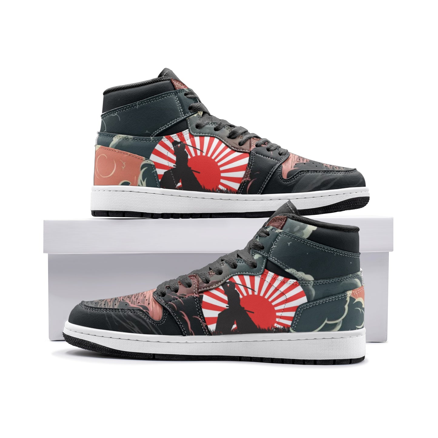 Samurai Sneakers, Katana, Japanse Warrior Red Rising Sun, Unique Unisex Sneaker TR