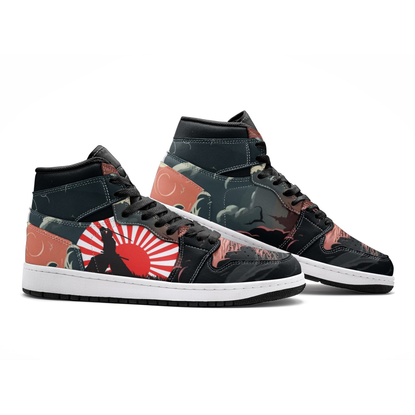 Samurai Sneakers, Katana, Japanse Warrior Red Rising Sun, Unique Unisex Sneaker TR