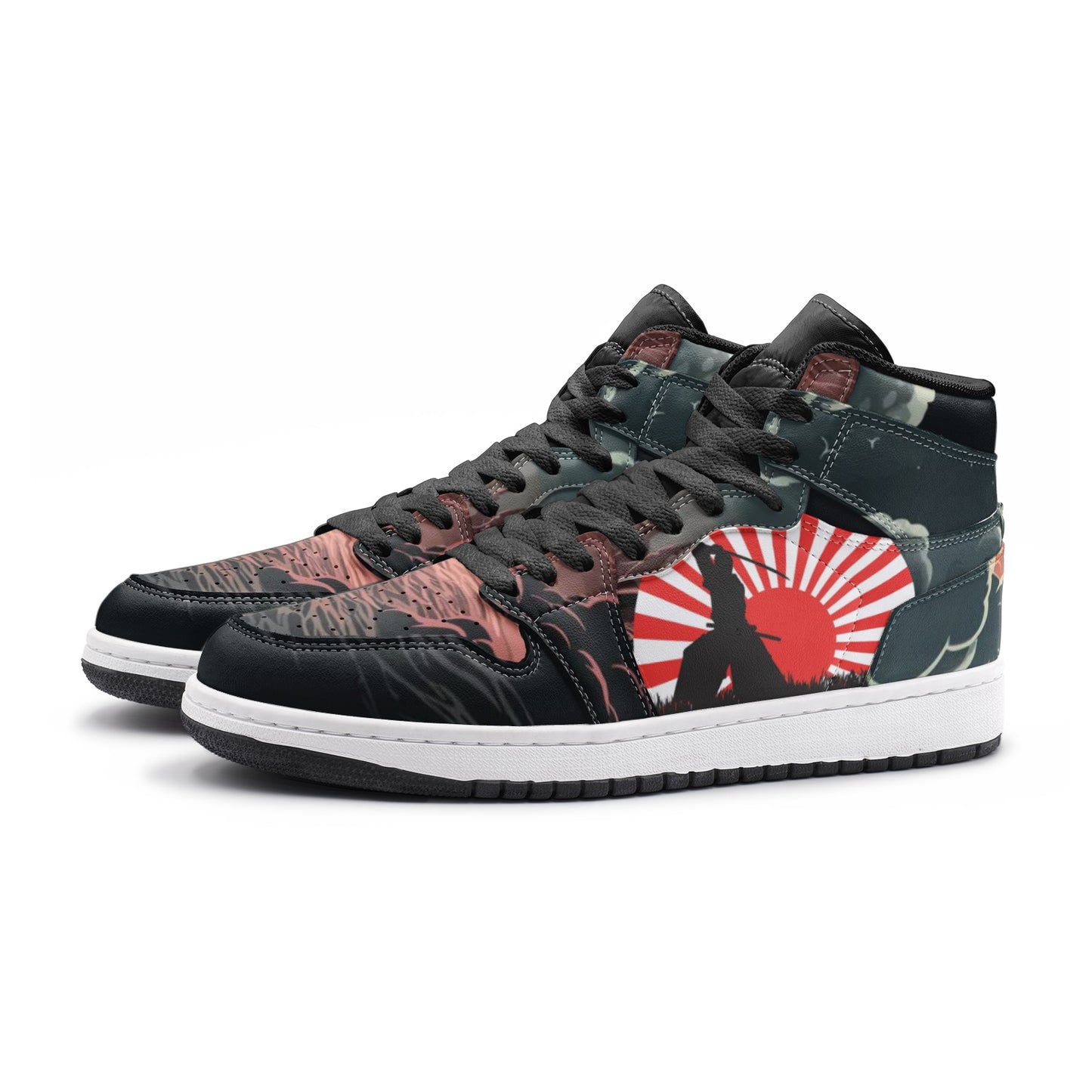 Samurai Sneakers, Katana, Japanse Warrior Red Rising Sun, Unique Unisex Sneaker TR