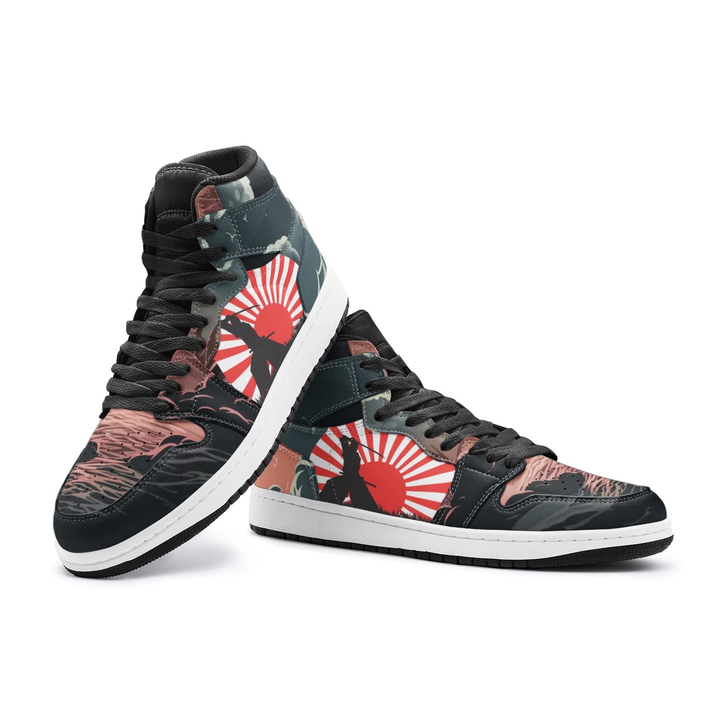 Samurai Sneakers, Katana, Japanse Warrior Red Rising Sun, Unique Unisex Sneaker TR