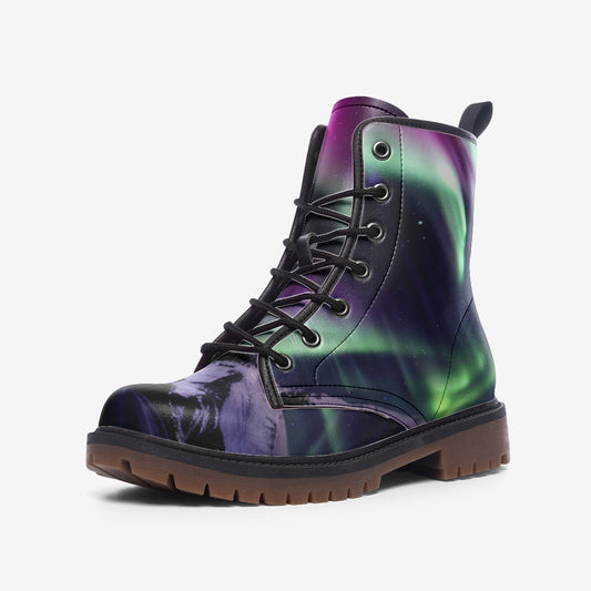 Aurora Borealis Boots, Northern Lights, Vegan Leather, Combat Boots, Lightweight boots MT