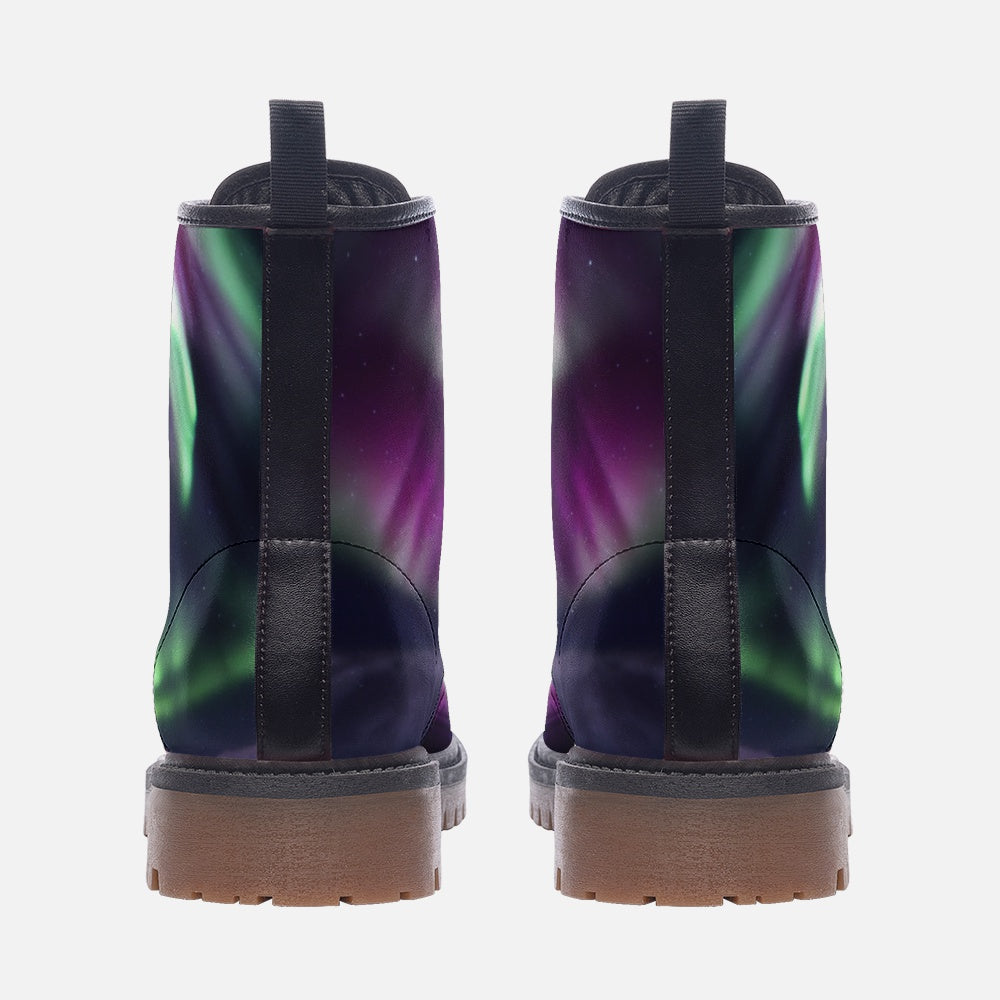 Aurora Borealis Boots, Northern Lights, Vegan Leather, Combat Boots, Lightweight boots MT