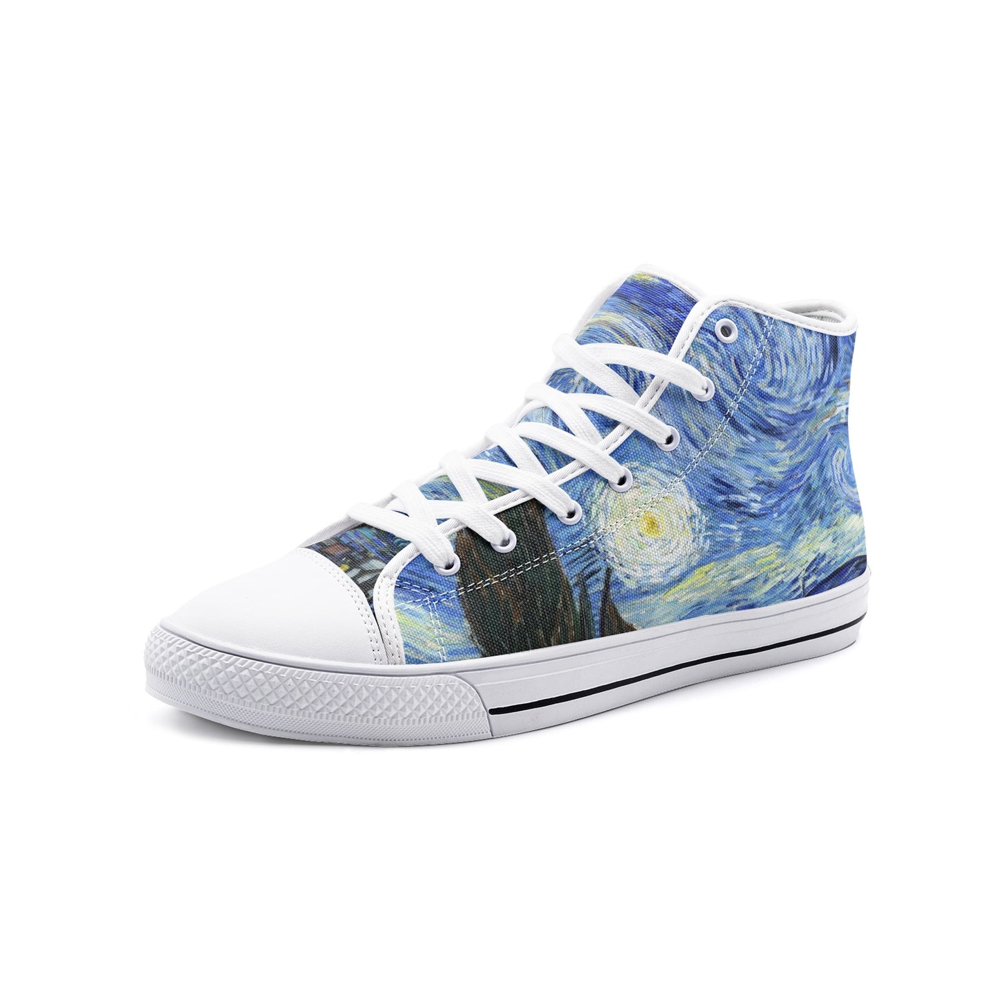 Starry Night Canvas Shoes, Van Gogh Art Sneakers, Unisex High Top Canvas Shoes