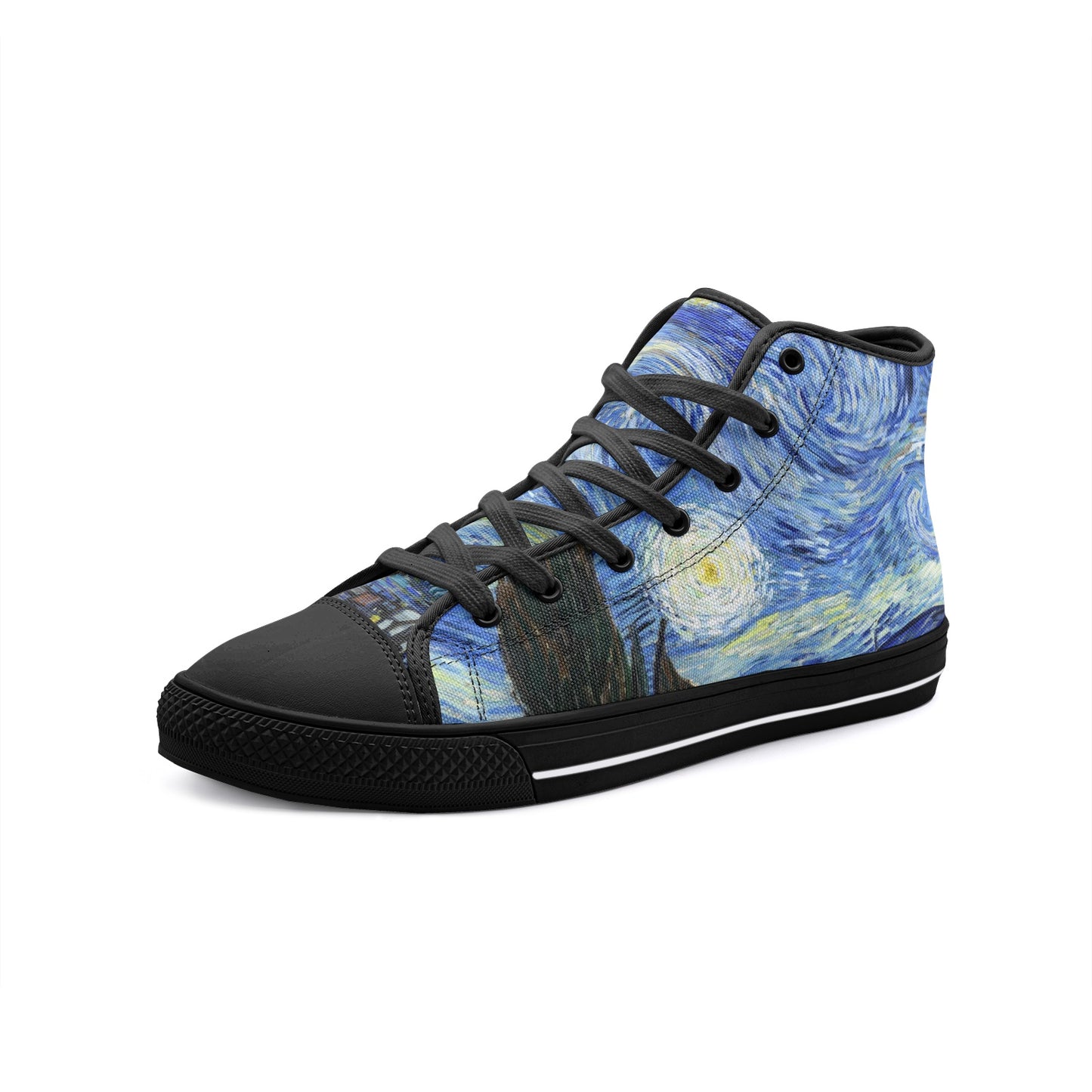 Starry Night Canvas Shoes, Van Gogh Art Sneakers, Unisex High Top Canvas Shoes