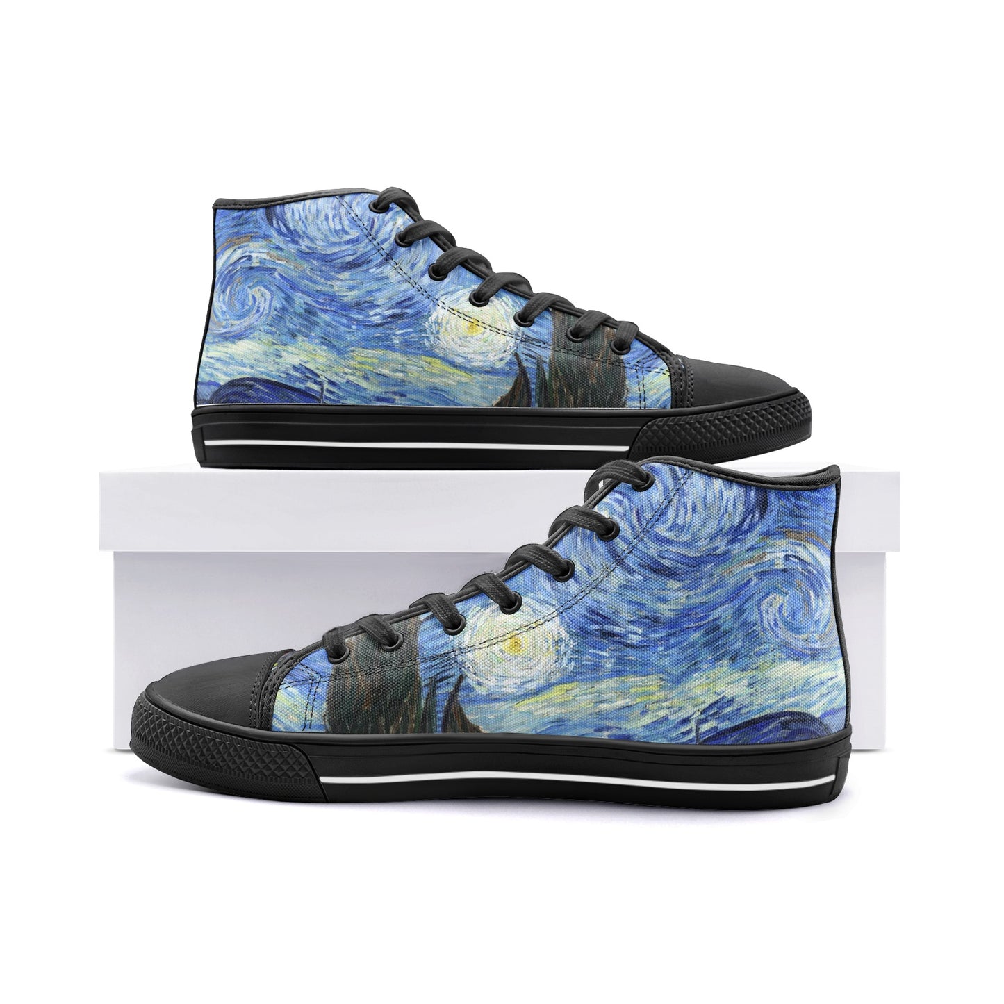 Starry Night Canvas Shoes, Van Gogh Art Sneakers, Unisex High Top Canvas Shoes