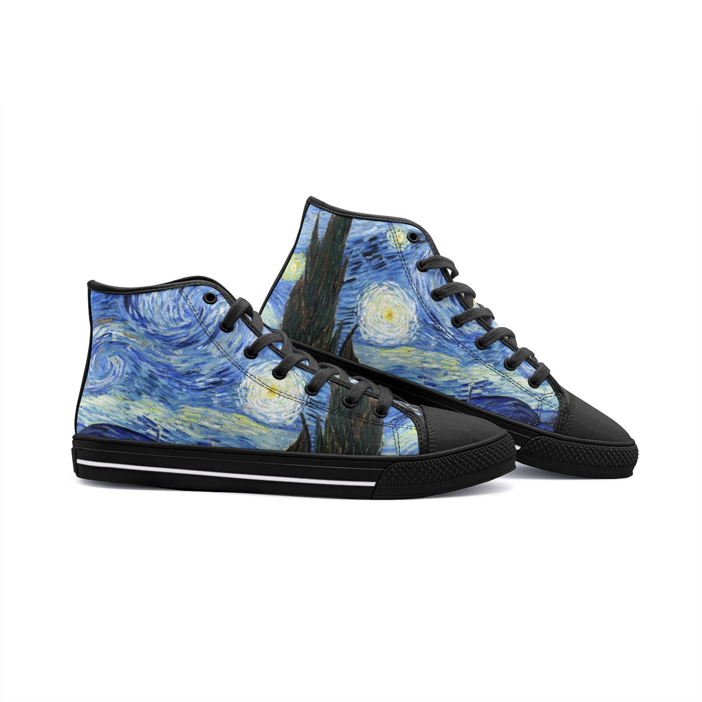 Starry Night Canvas Shoes, Van Gogh Art Sneakers, Unisex High Top Canvas Shoes