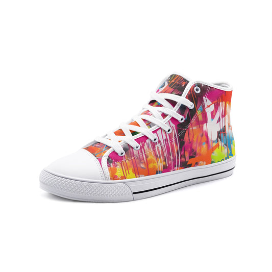 Graffiti Street Art Painting Sneakers, Unisex High Top Canvas Shoes