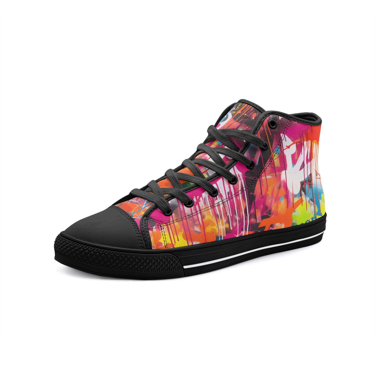 Graffiti Street Art Painting Sneakers, Unisex High Top Canvas Shoes