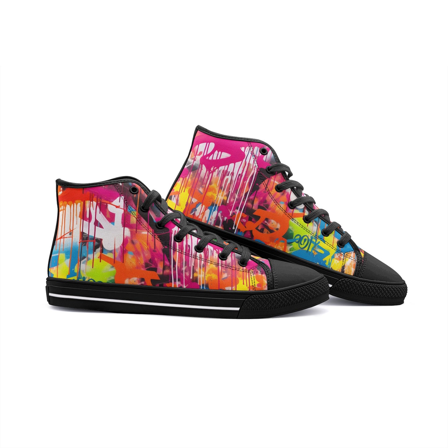 Graffiti Street Art Painting Sneakers, Unisex High Top Canvas Shoes