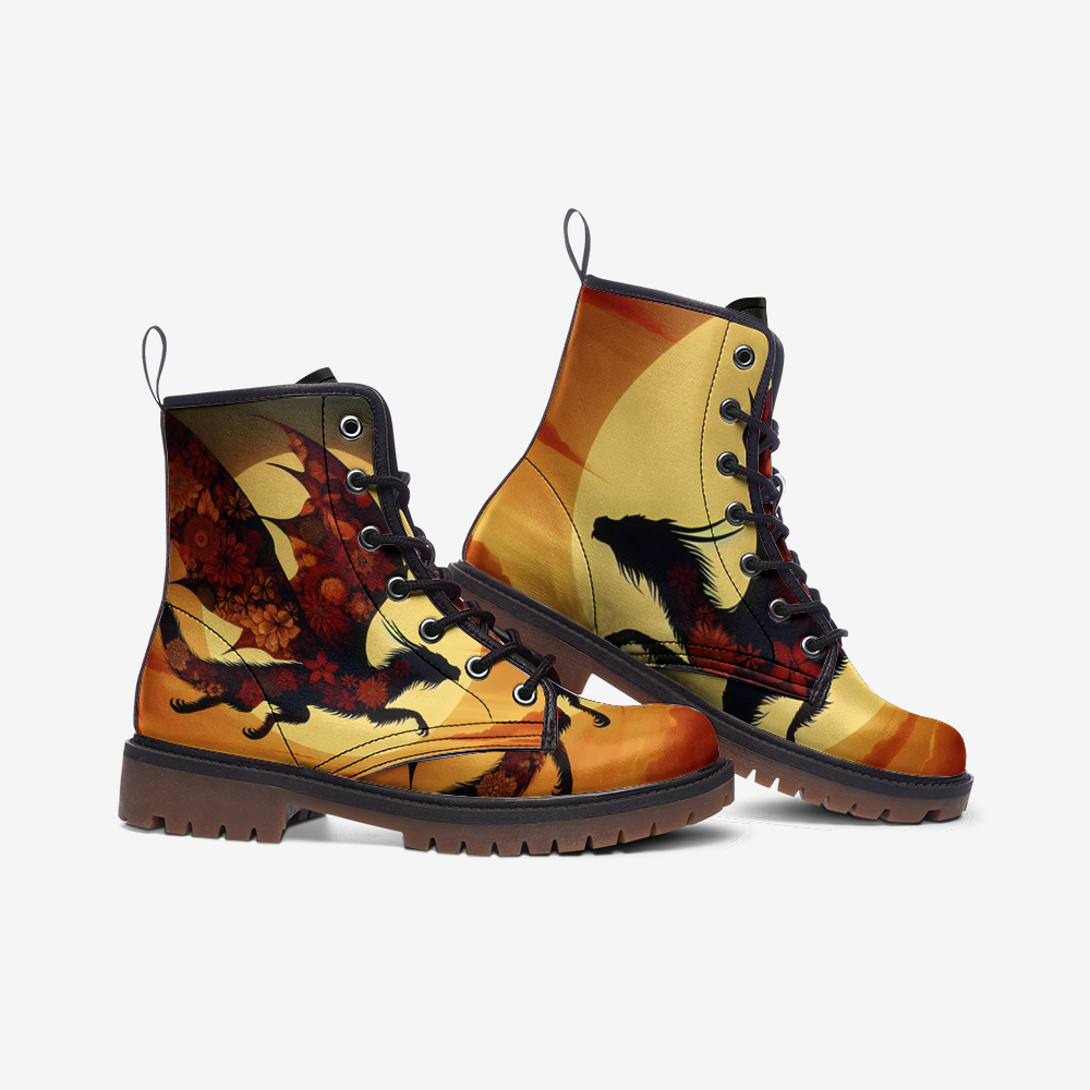 Floral Dragon Sunset Casual Leather Lightweight boots MT