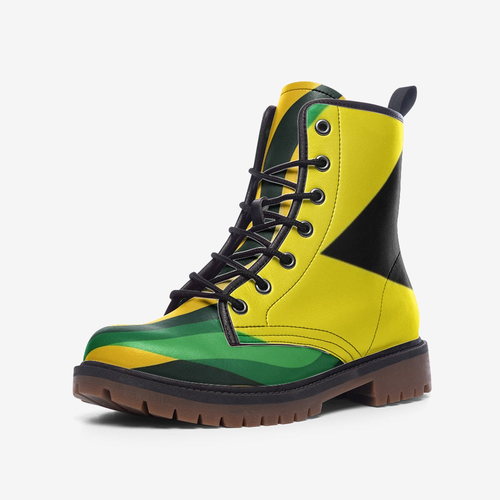 Rasta Boots, Custom Jamaica Shoes, Rastafari, Reggae, Casual Leather Lightweight boots MT