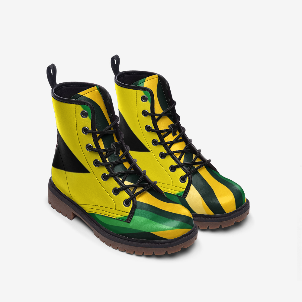 Rasta Boots, Custom Jamaica Shoes, Rastafari, Reggae, Casual Leather Lightweight boots MT