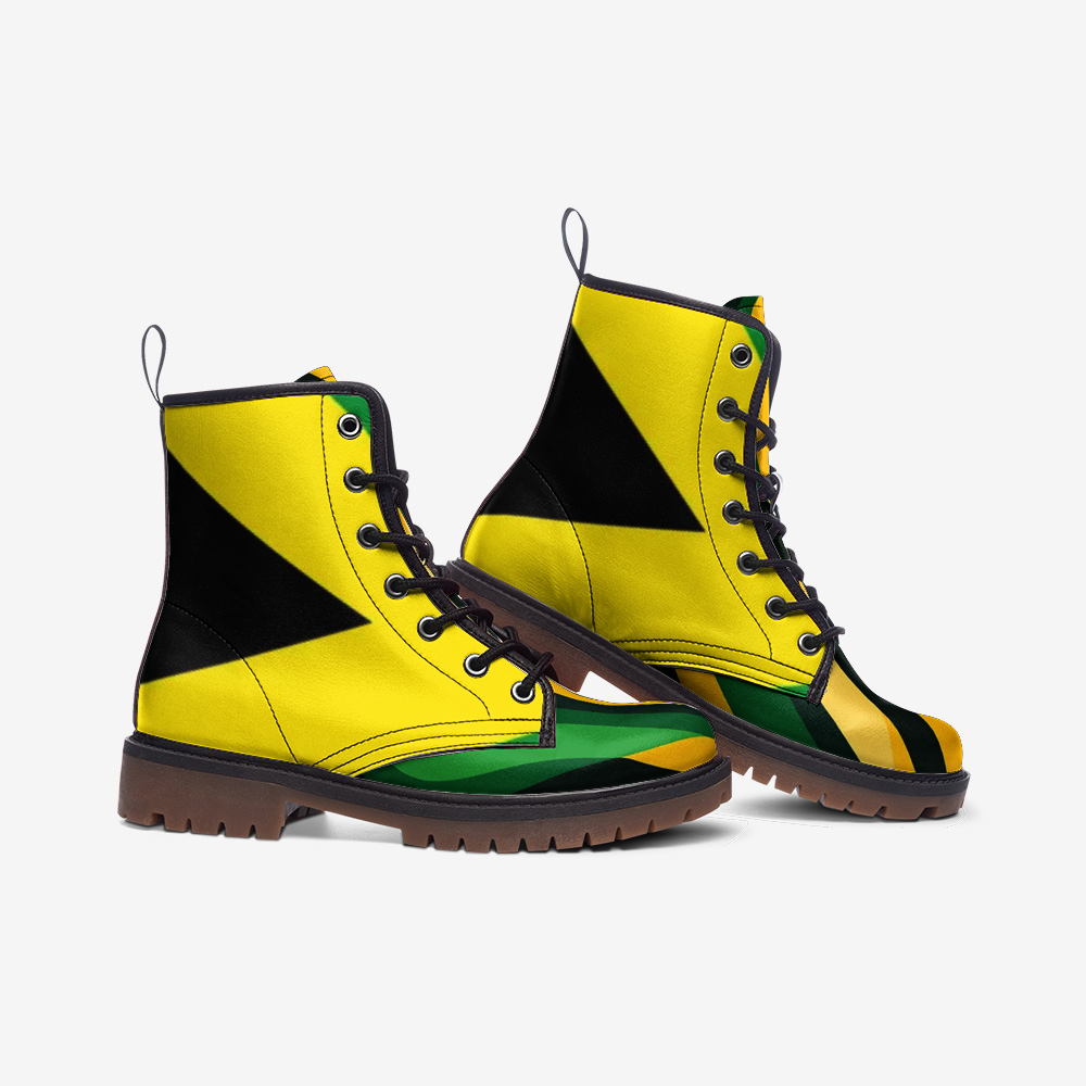 Rasta Boots, Custom Jamaica Shoes, Rastafari, Reggae, Casual Leather Lightweight boots MT