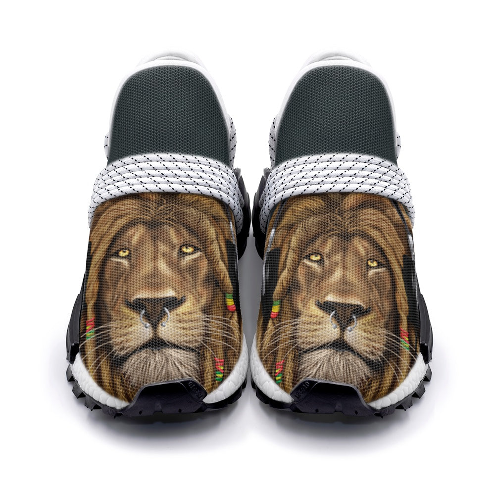 Rasta Lion Sneakers, Lion Head, Jamaica Colors, Reggae Vibes, Unisex Lightweight Sneaker S-1