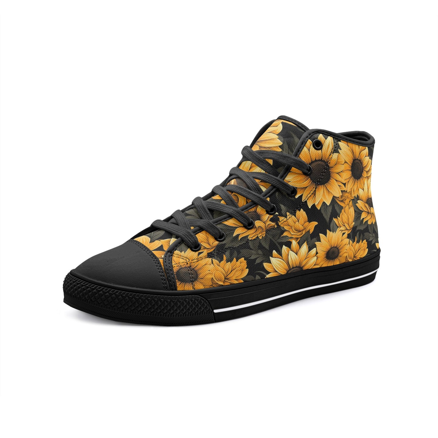 Sunflower Sneakers, Unisex High Top Canvas Shoes