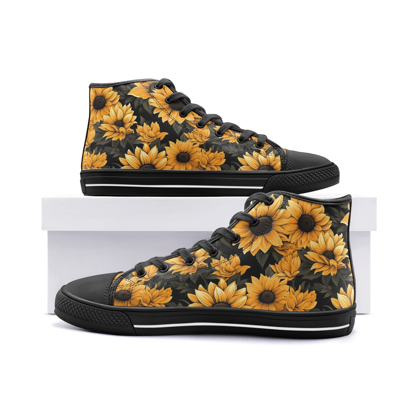 Sunflower Sneakers, Unisex High Top Canvas Shoes