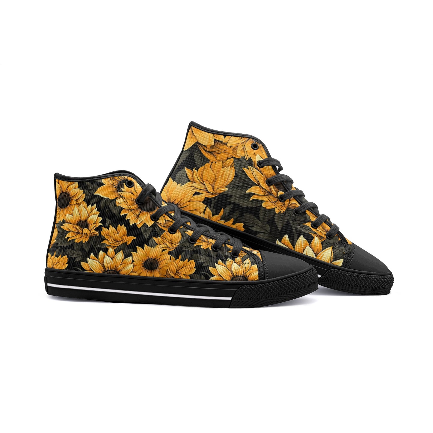 Sunflower Sneakers, Unisex High Top Canvas Shoes