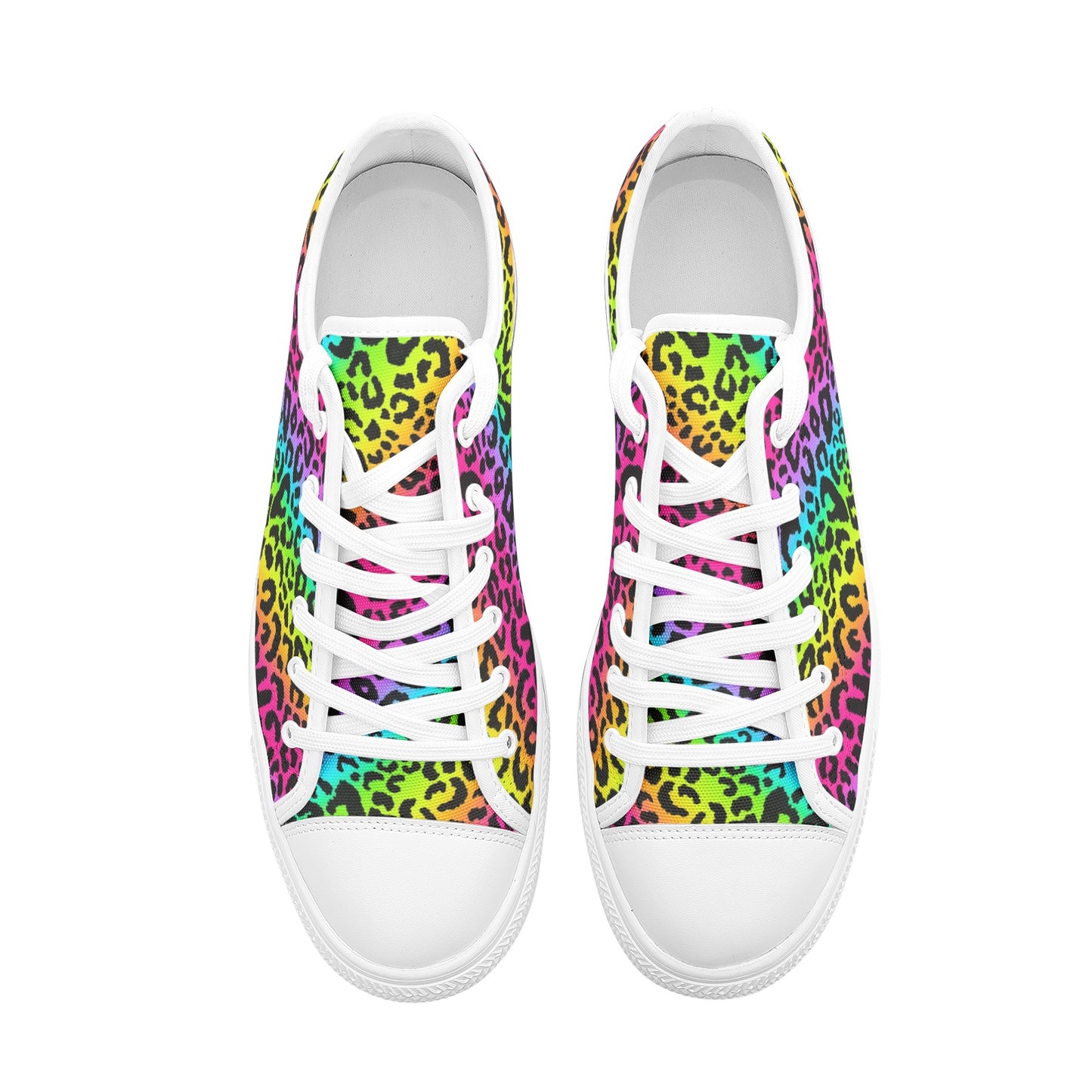 Rainbow Leopard Sneakers, Unisex Low Top Canvas Shoes