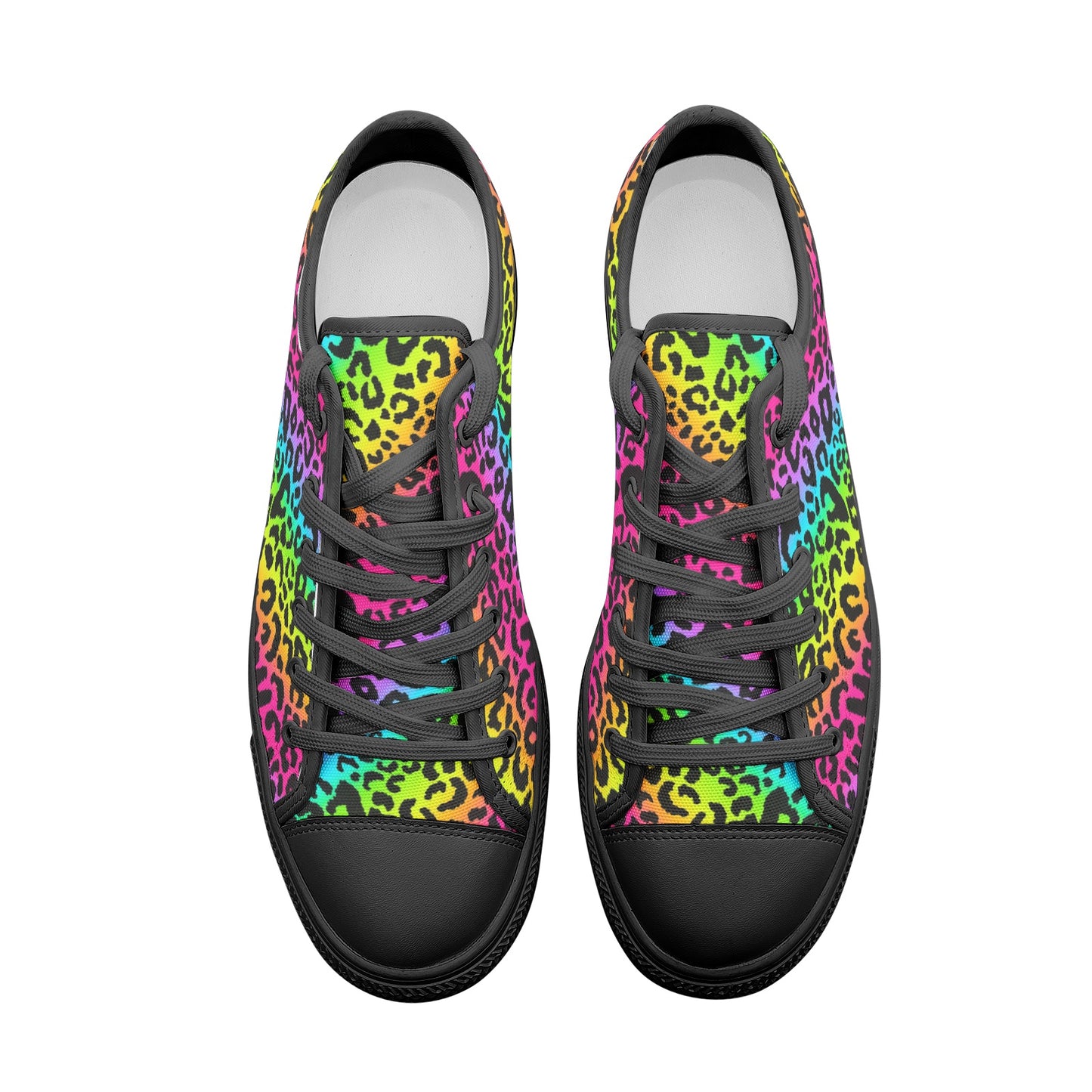 Rainbow Leopard Sneakers, Unisex Low Top Canvas Shoes