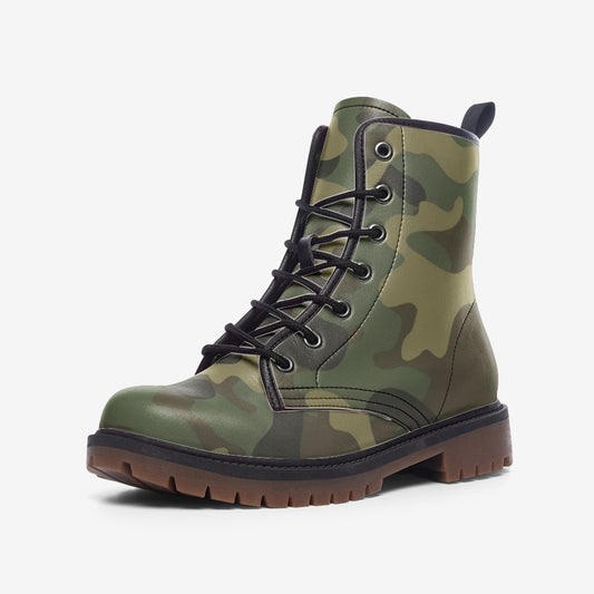 Camo Combat Boots , Green Camouflage Boots, Military Shoes, Army, Vegan Leather, Casual Leather Lightweight boots MT