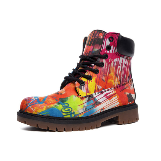 Graffiti Combat Boots, Vegan Leather, Street Art, Lightweight boots TB