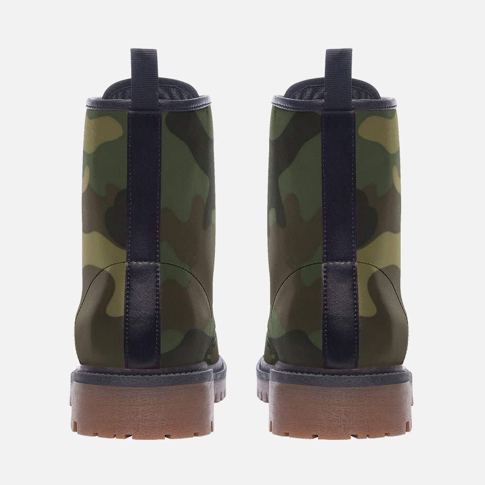 Camo Combat Boots , Green Camouflage Boots, Military Shoes, Army, Vegan Leather, Casual Leather Lightweight boots MT