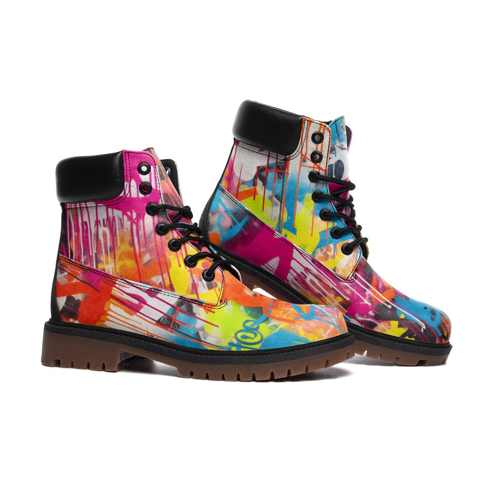 Graffiti-Kampfstiefel, veganes Leder, Street Art, leichte Stiefel TB