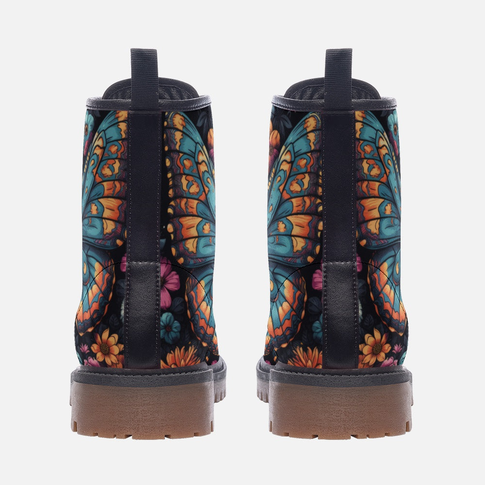 Whimsical Monarch Butterfly Folk Casual Leder Leichte Stiefel MT