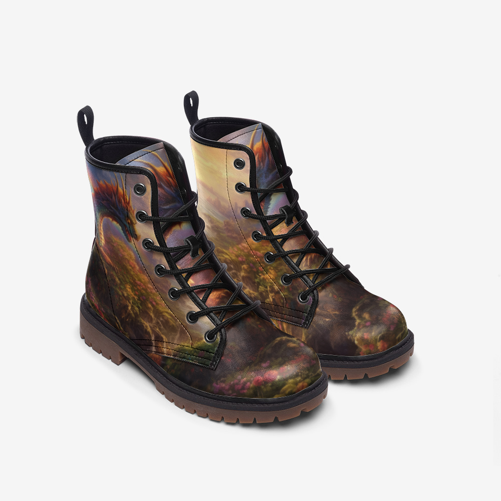 Floral Mystical Dragon Casual Leather Lightweight boots MT