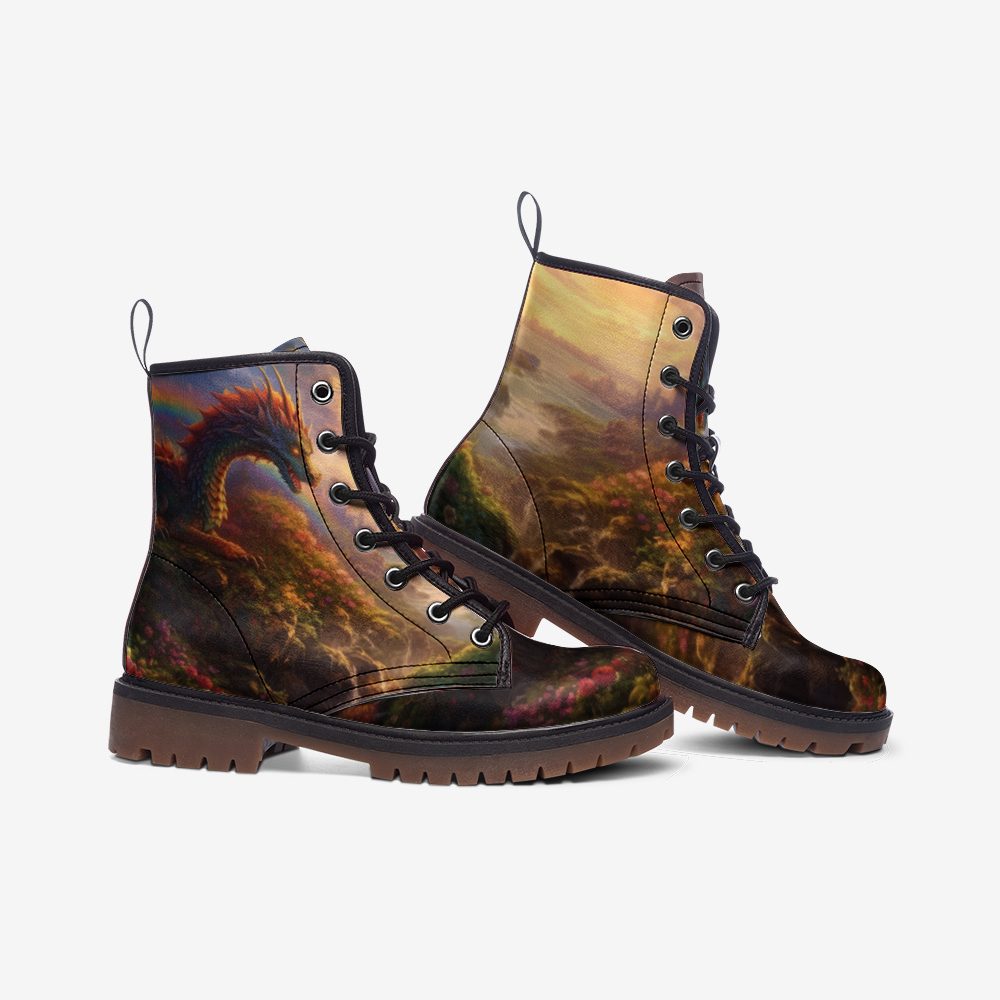 Floral Mystical Dragon Casual Leather Lightweight boots MT