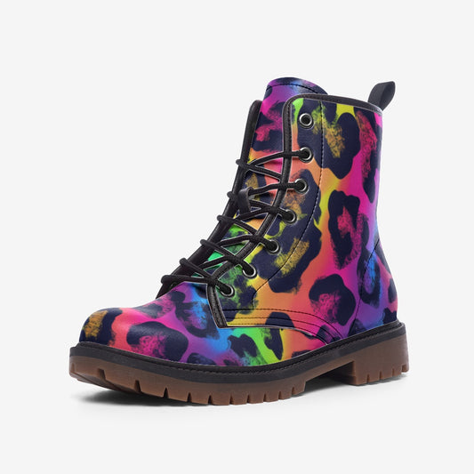 Colorful Rainbow Leopard Casual Leather Lightweight boots MT