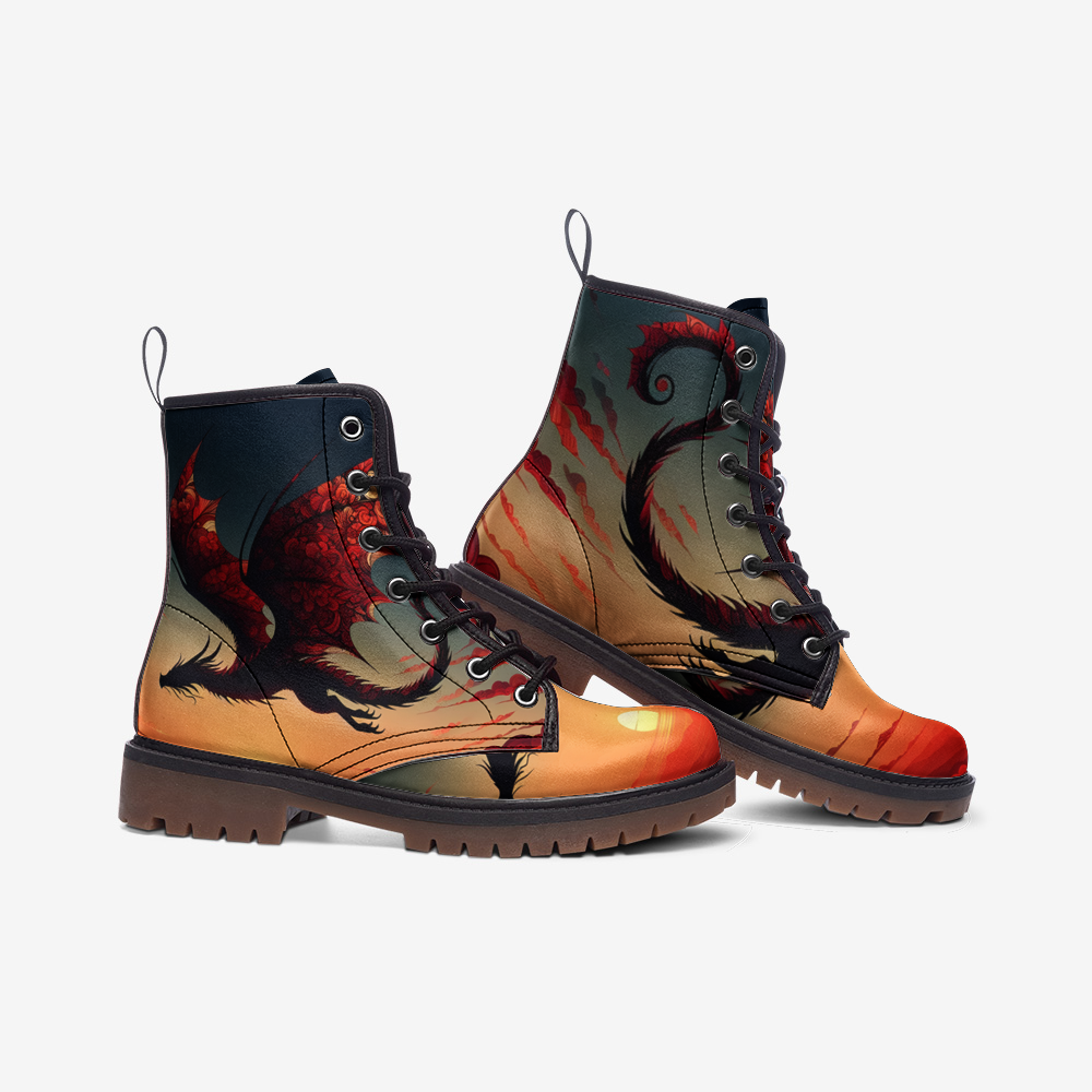 Floral Dragon Sunset Casual Leather Lightweight boots MT